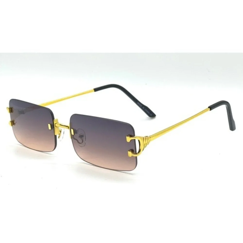 Women Sunglasses Gold Accents Brown Gradient Lens‎ Fashion Eyewear Street Wear